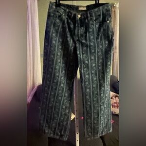 We The Free Blue Floral Straight Leg Jeans- wide leg